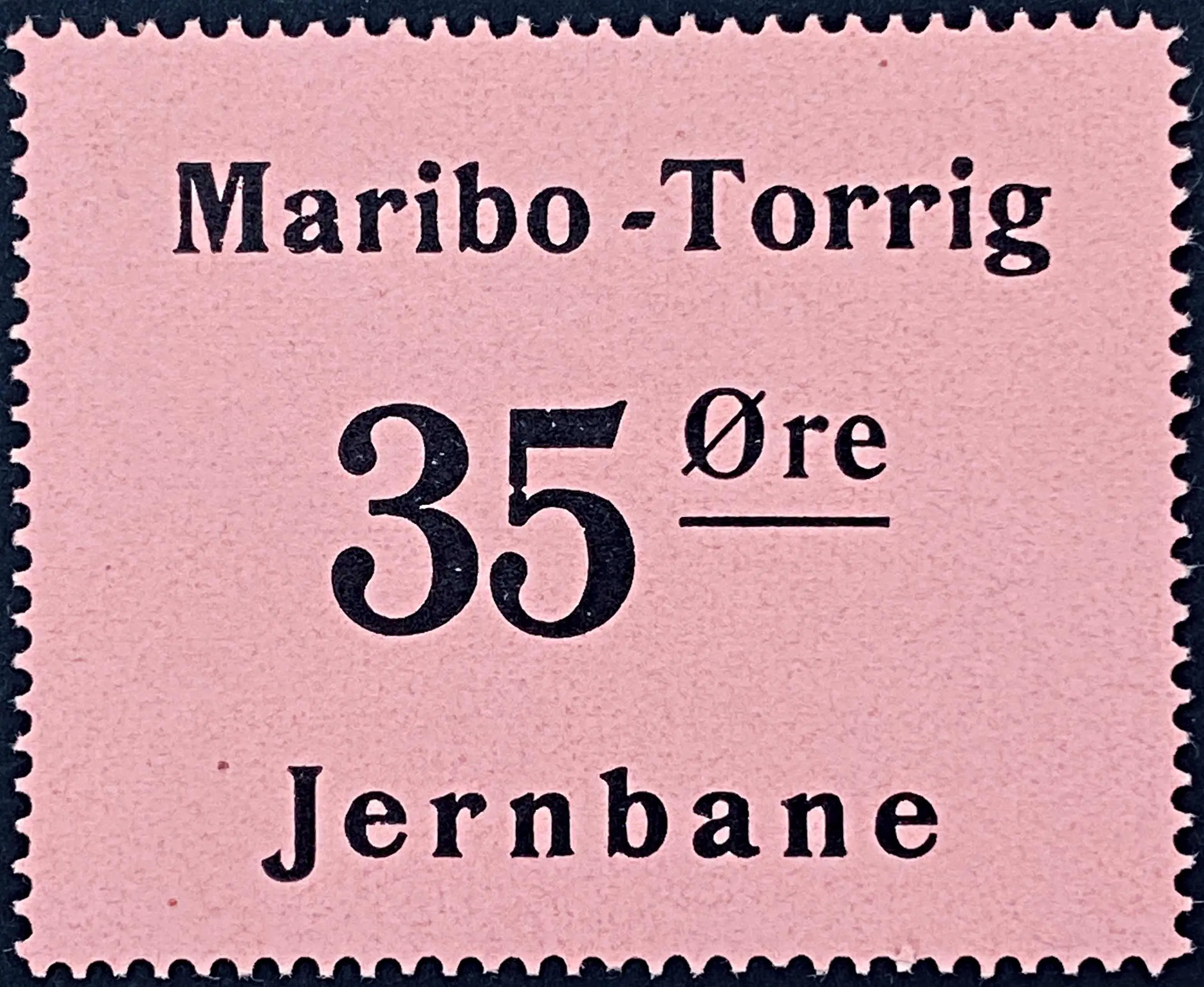 MTJ 9 - 35 Øre - Sort på lyserød papir.