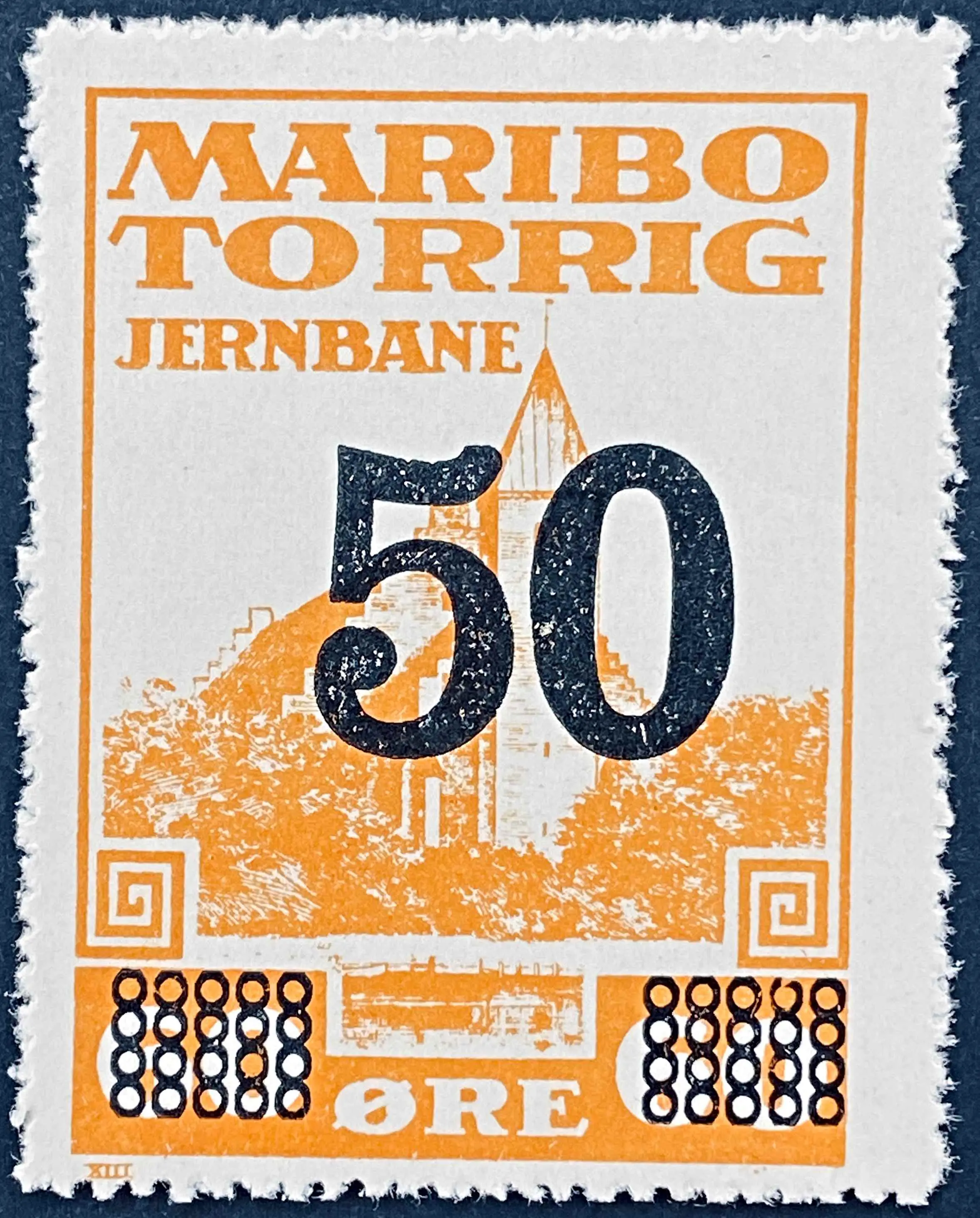 MTJ 10 - Provisorium (overtryk) 50 Øre sort bogtryk på 60 Øre - Orange.