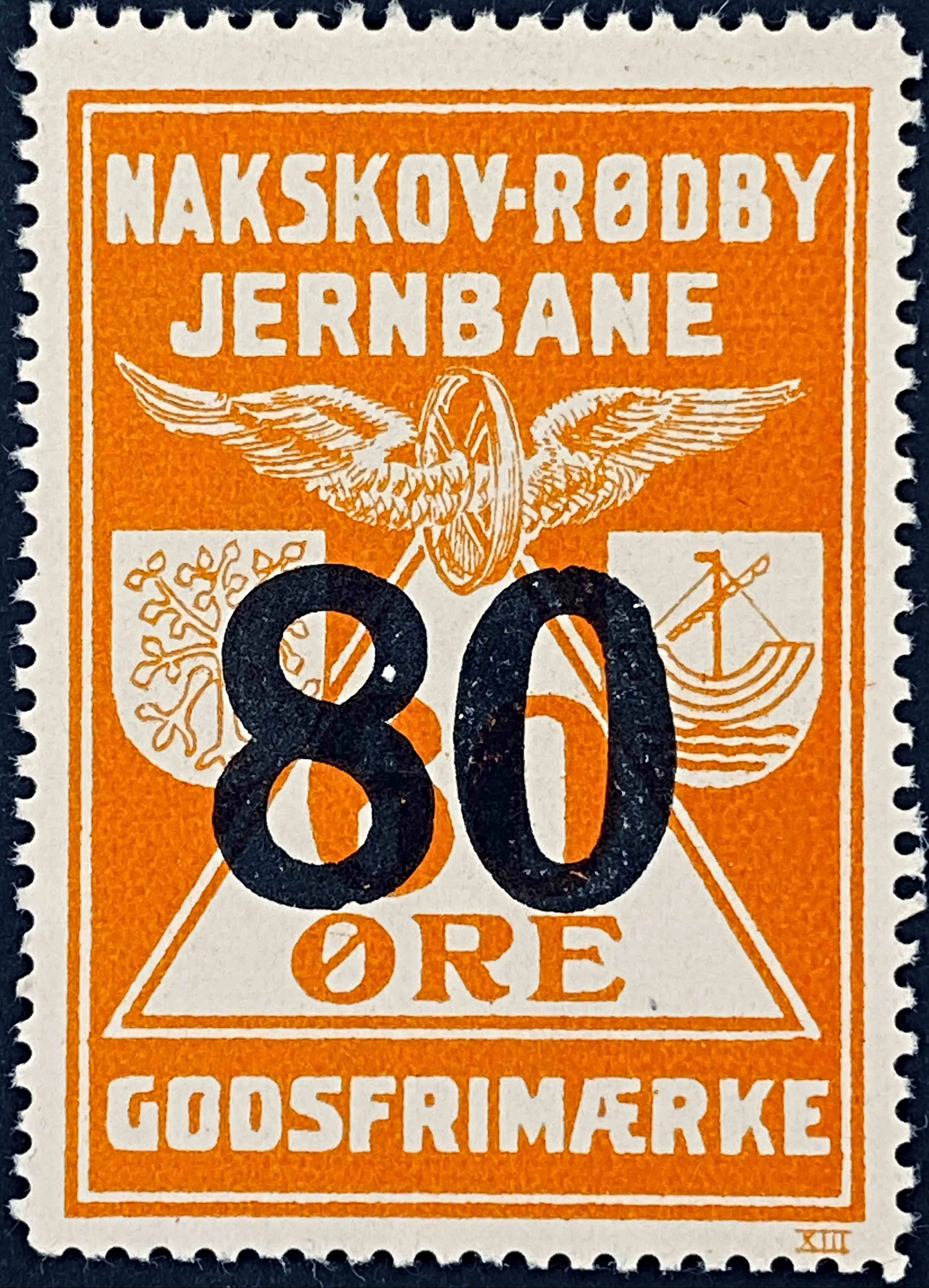 NRJ 14 - Provisorium (overtryk) 80 Øre sort bogtryk på 60 Øre - Orange nuance.