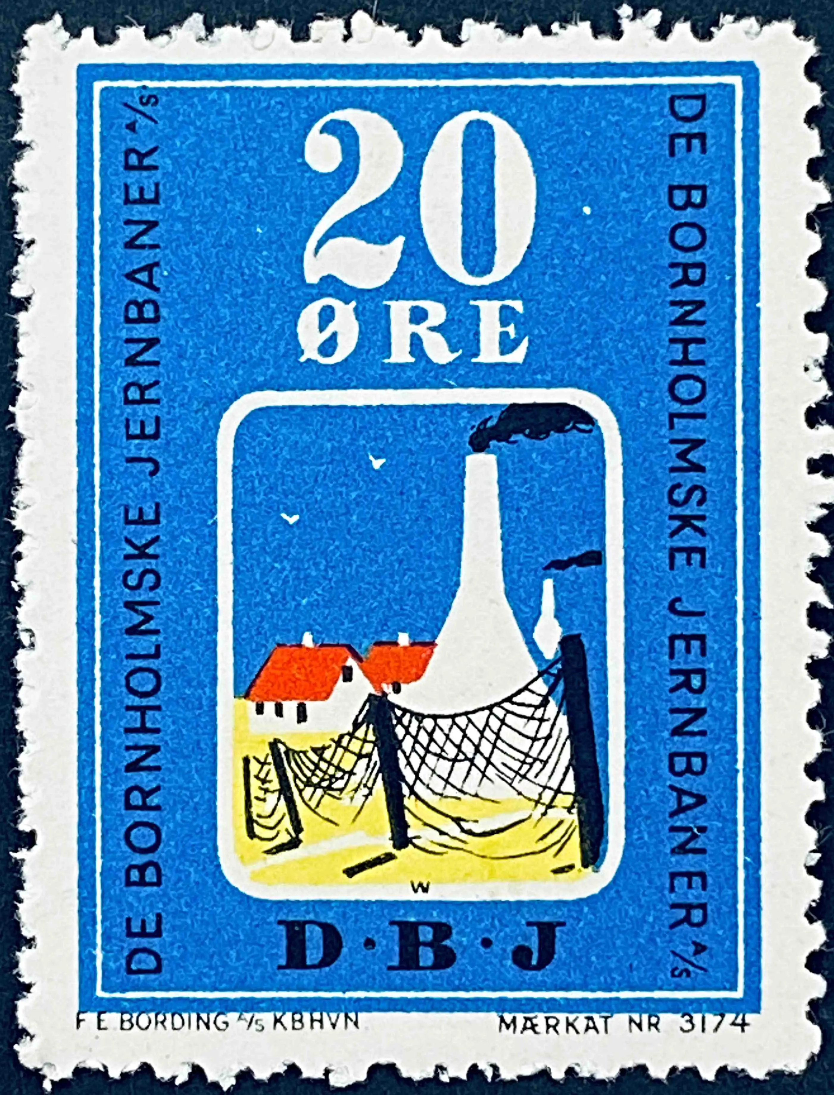 DBJ 8 - 20 Øre - Flerfarvet - trykkeri: F. E. Bording med mærke nummer: 3174.