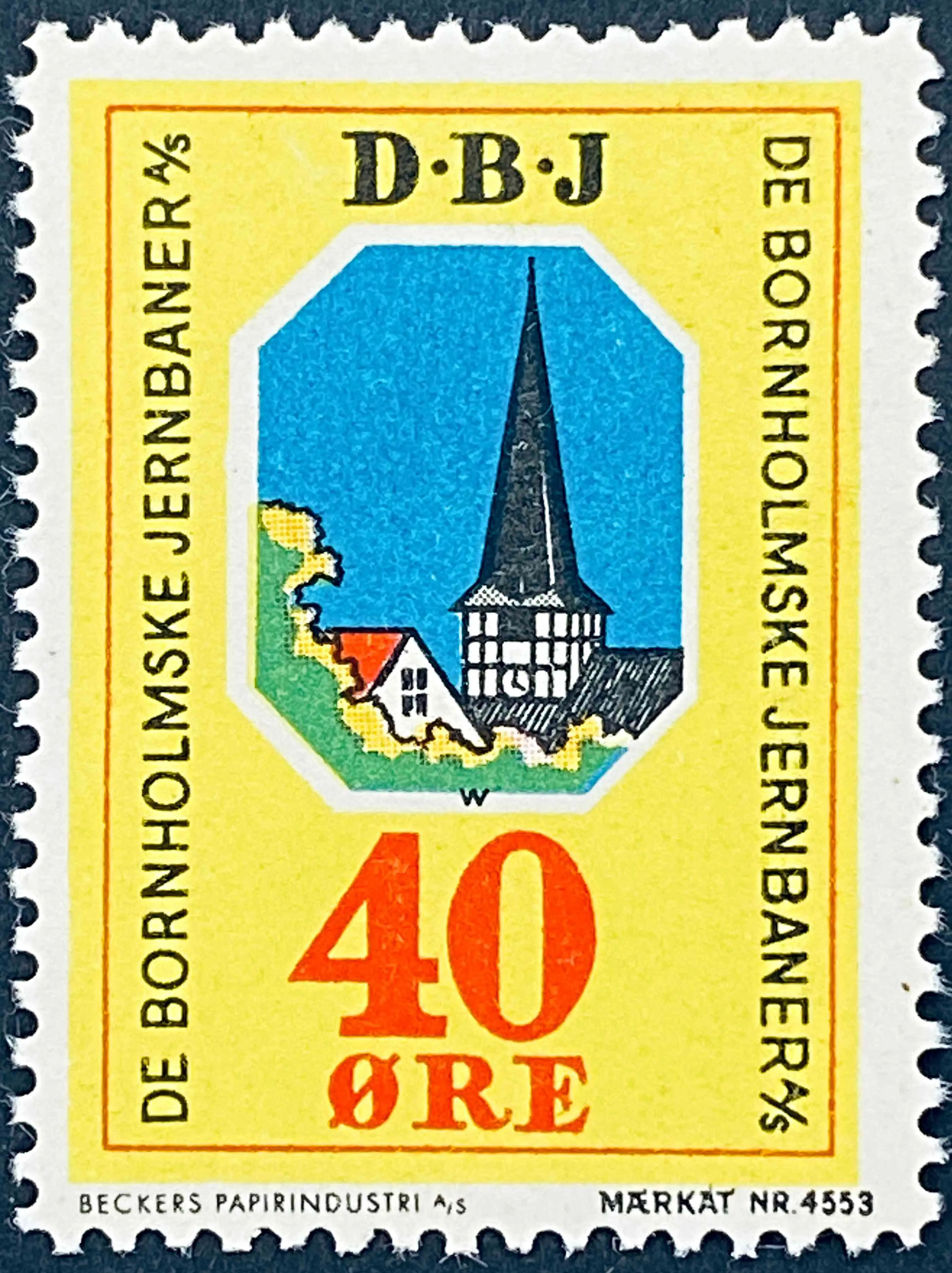 DBJ 11 - 40 Øre - Flerfarvet - trykkeri: Beckers Papirindustri A/S med mærke nummer: 4553.