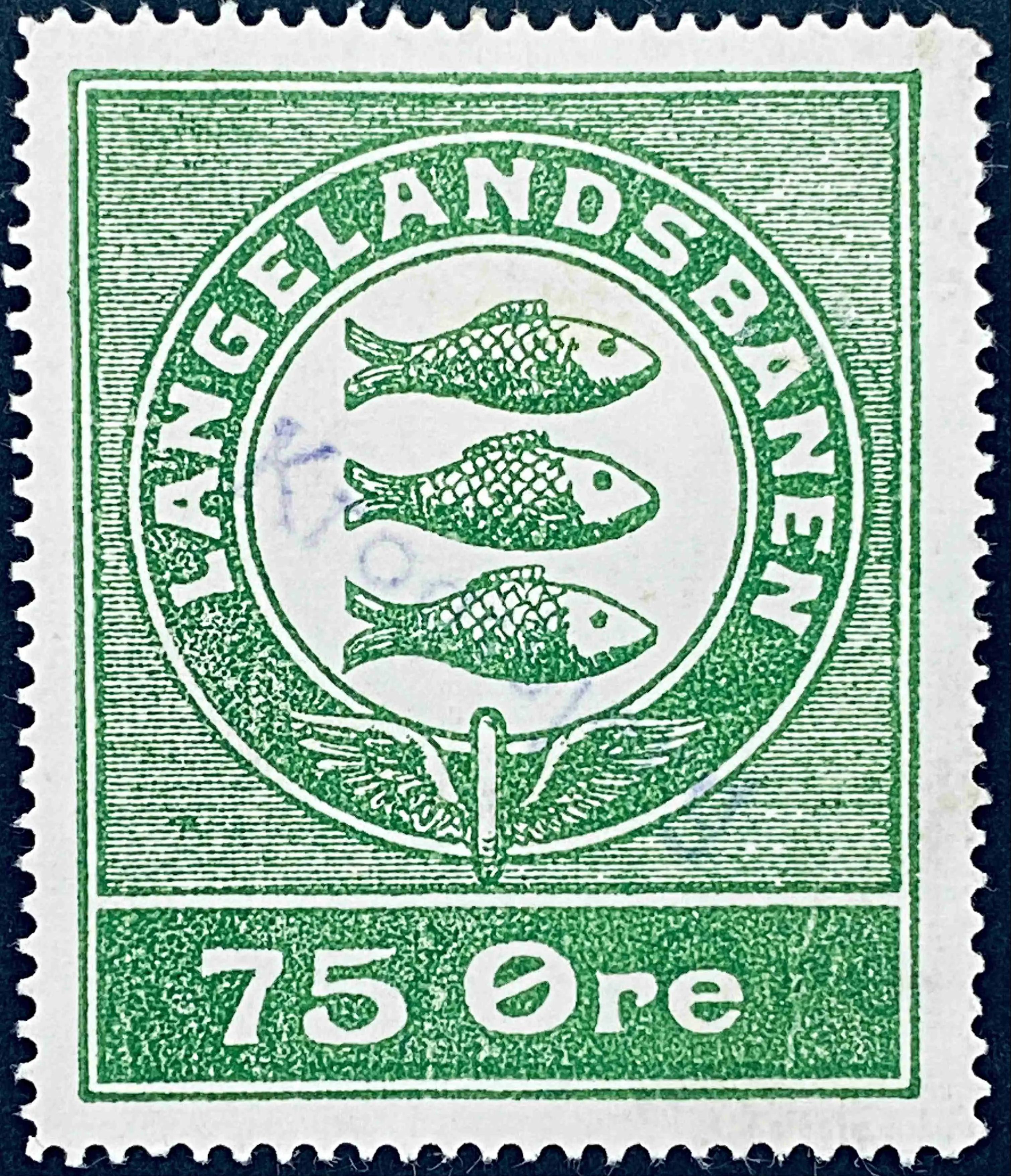 LB 16 - 75 Øre Motiv: Rudkøbings byvåben - Grøn.