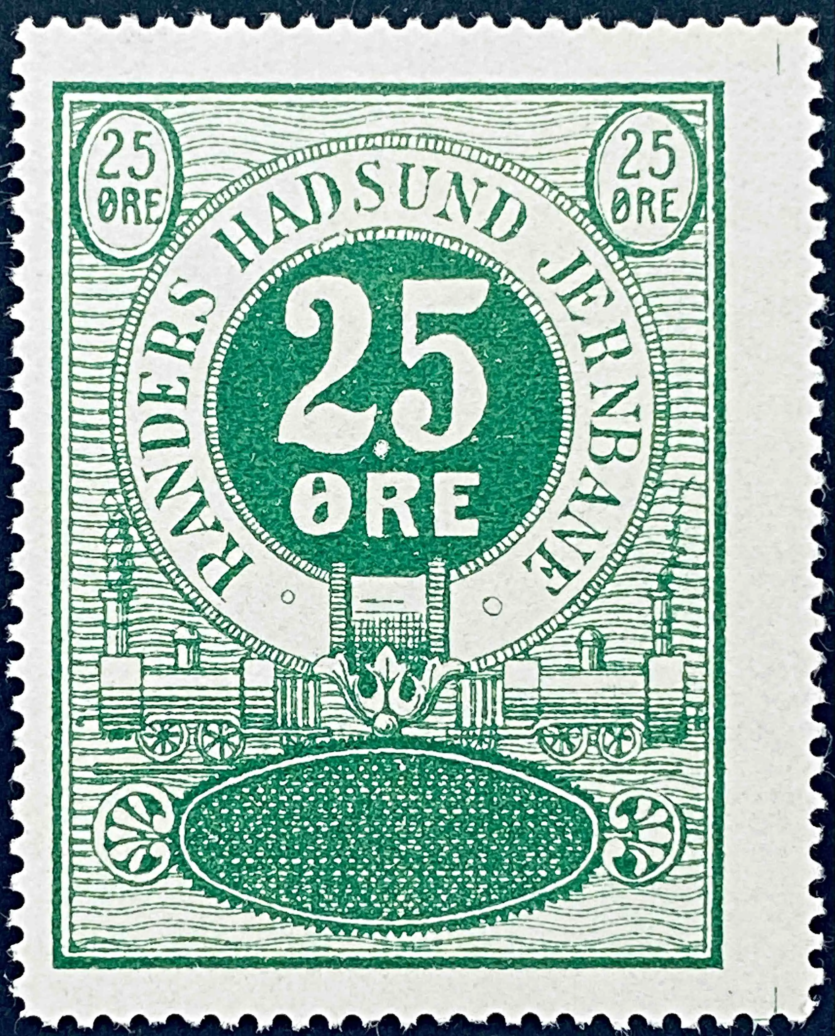RHJ 35 - 25 Øre med (Svejet fod på 2 tallet) - Grøn.
