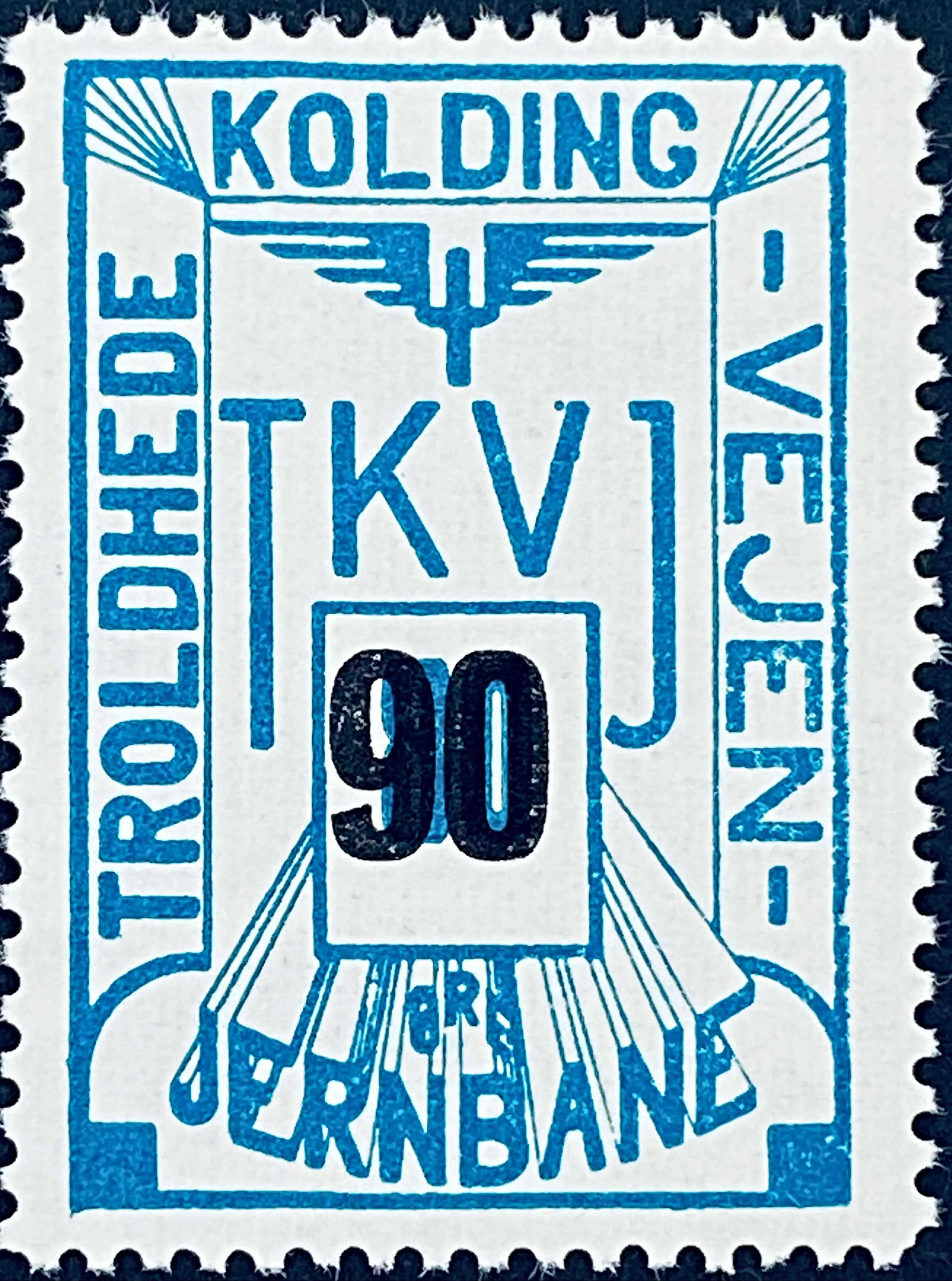 TKVJ 64 - Provisorium (overtryk) 90 Øre sort bogtryk på 80 Øre - Grønblå.
