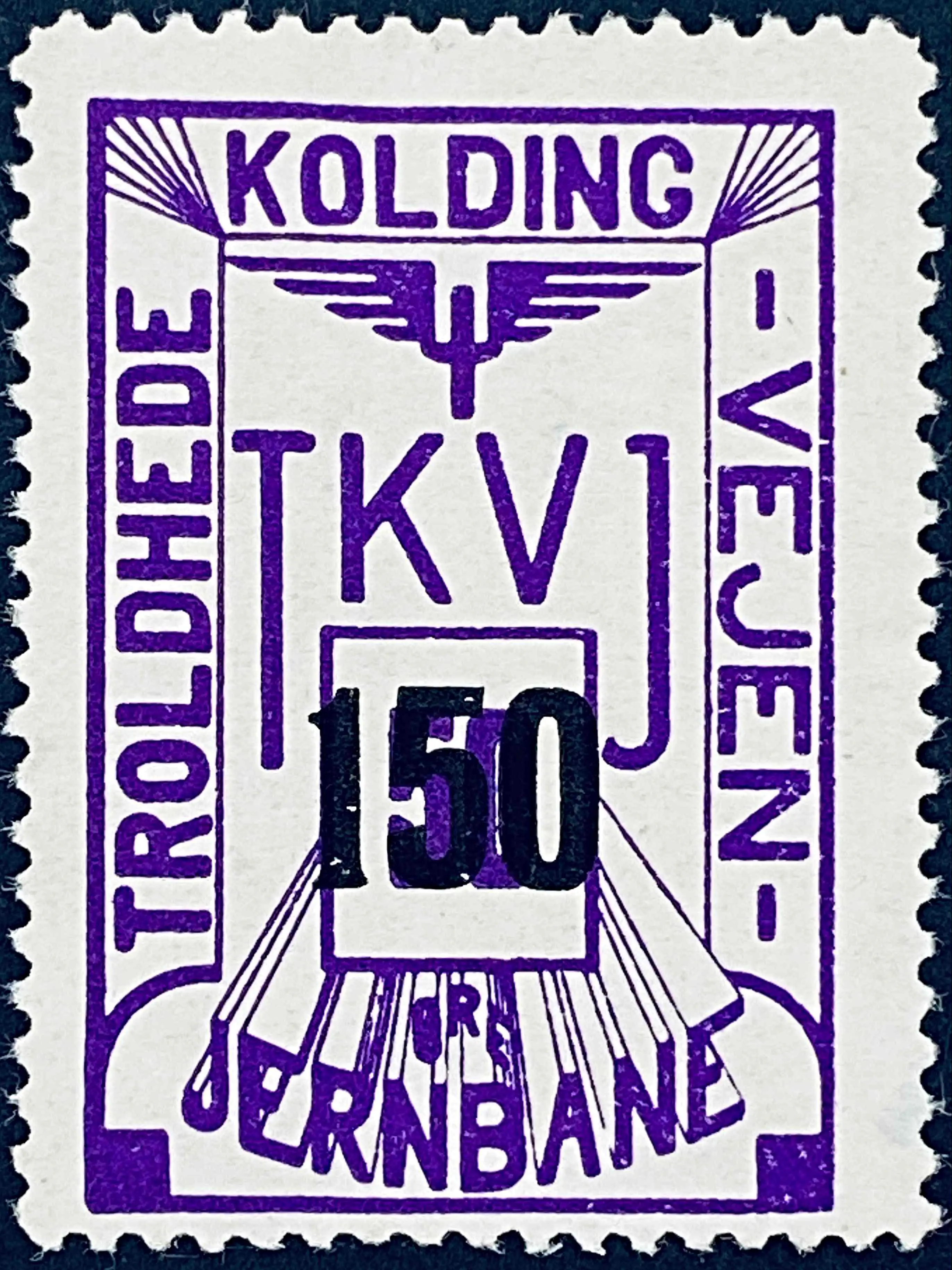 TKVJ 66 - Provisorium (overtryk) 150 øre sort bogtryk på 50 Øre - Violet.