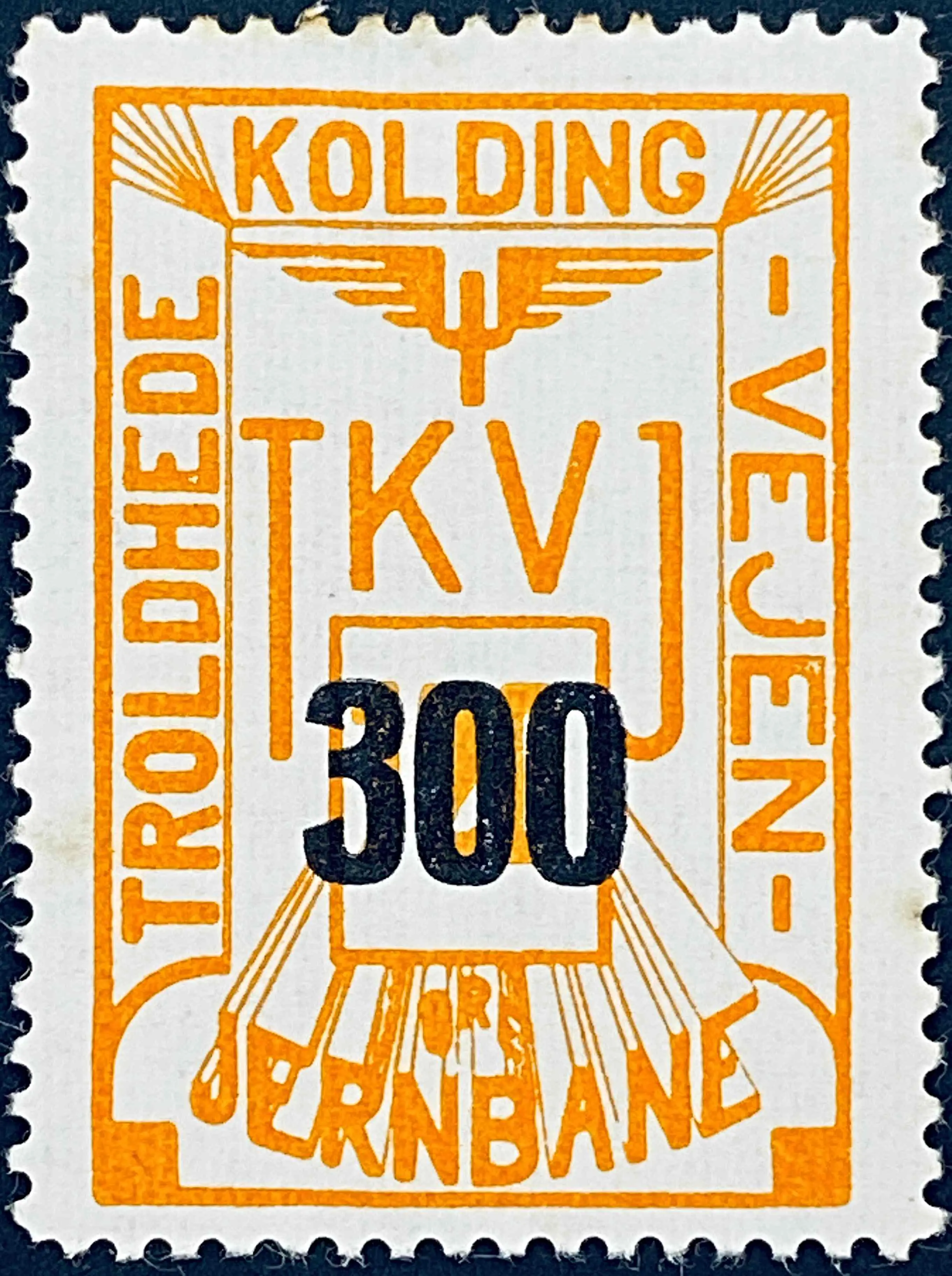 TKVJ 78 - Provisorium (overtryk) 300 Øre sort bogtryk på 120 Øre - Orange.