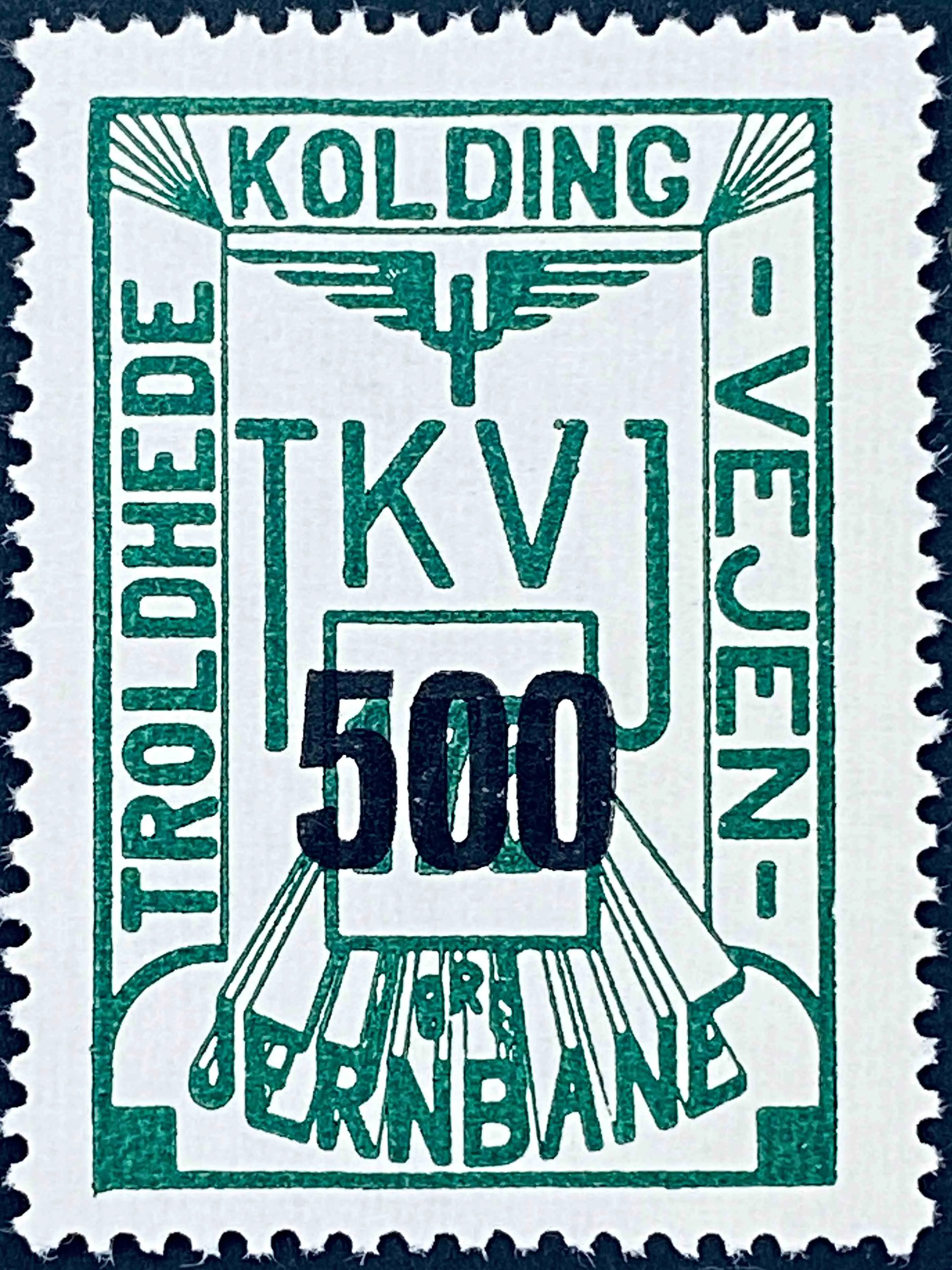 TKVJ 79 - Provisorium (overtryk) 500 Øre sort bogtryk på 175 Øre - Grøn.