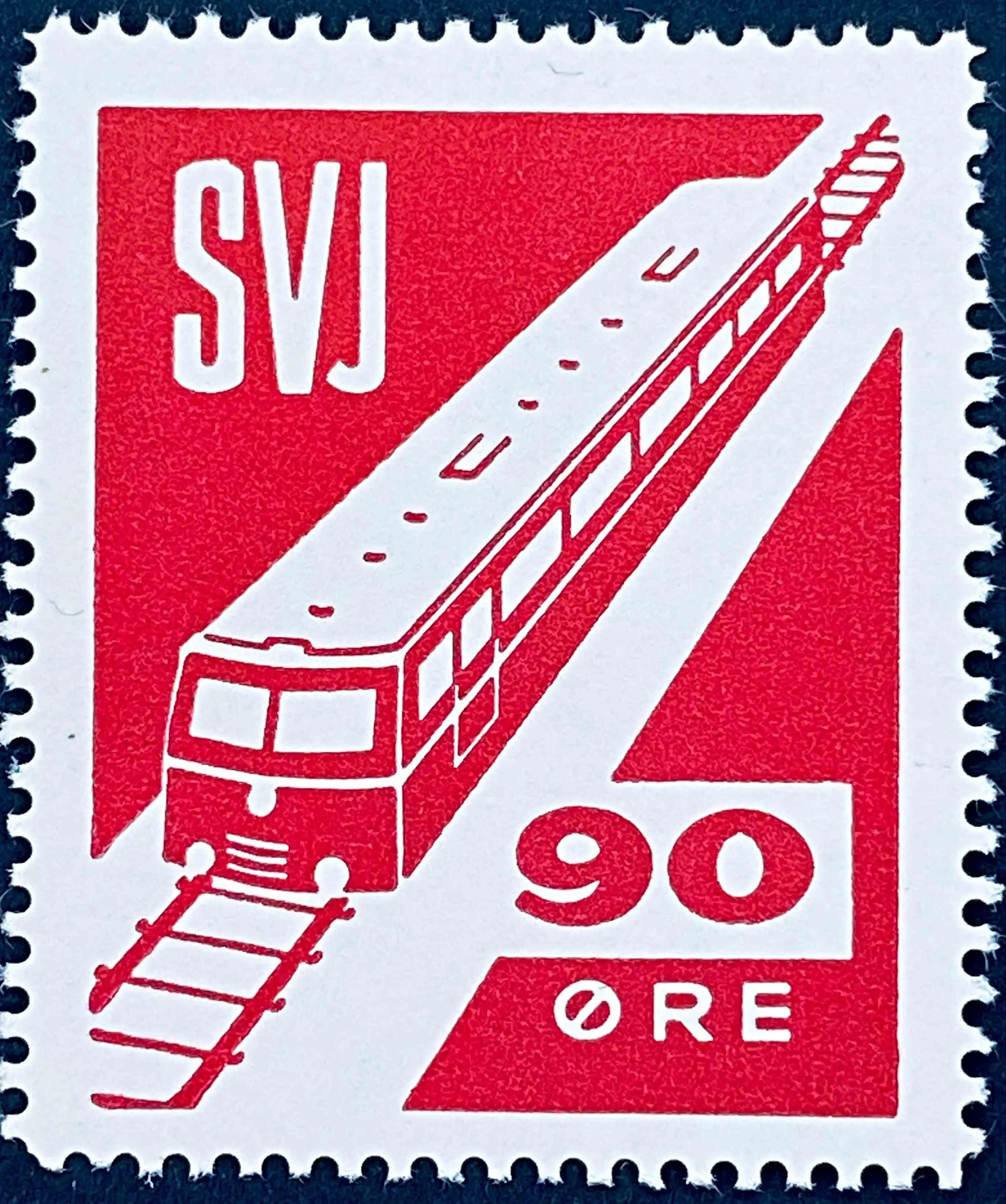 SVJ 28 - 90 Øre Motiv: Skinnebus - Rød.