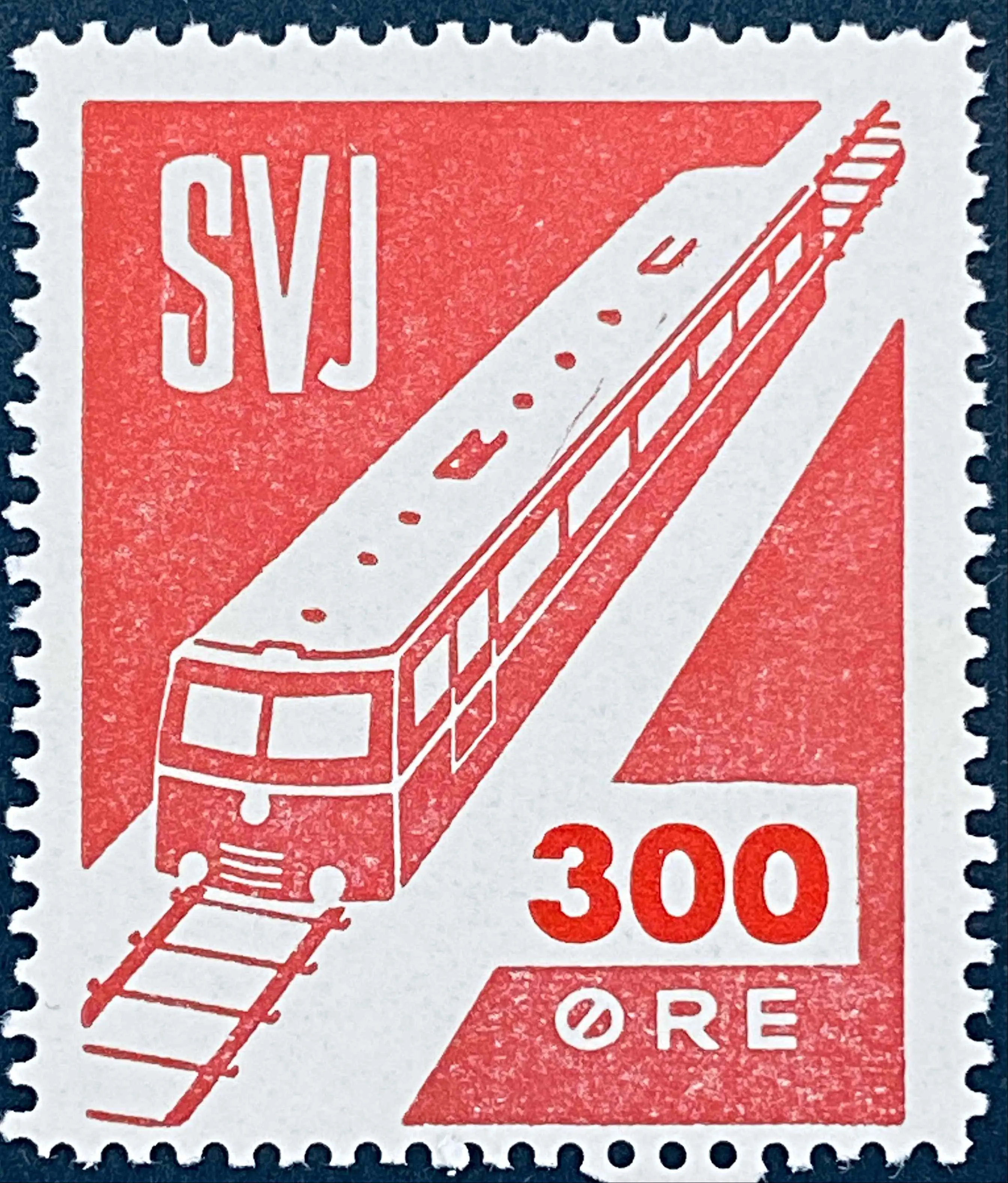 SVJ 34 - 300 Øre Motiv: Skinnebus - Rød.