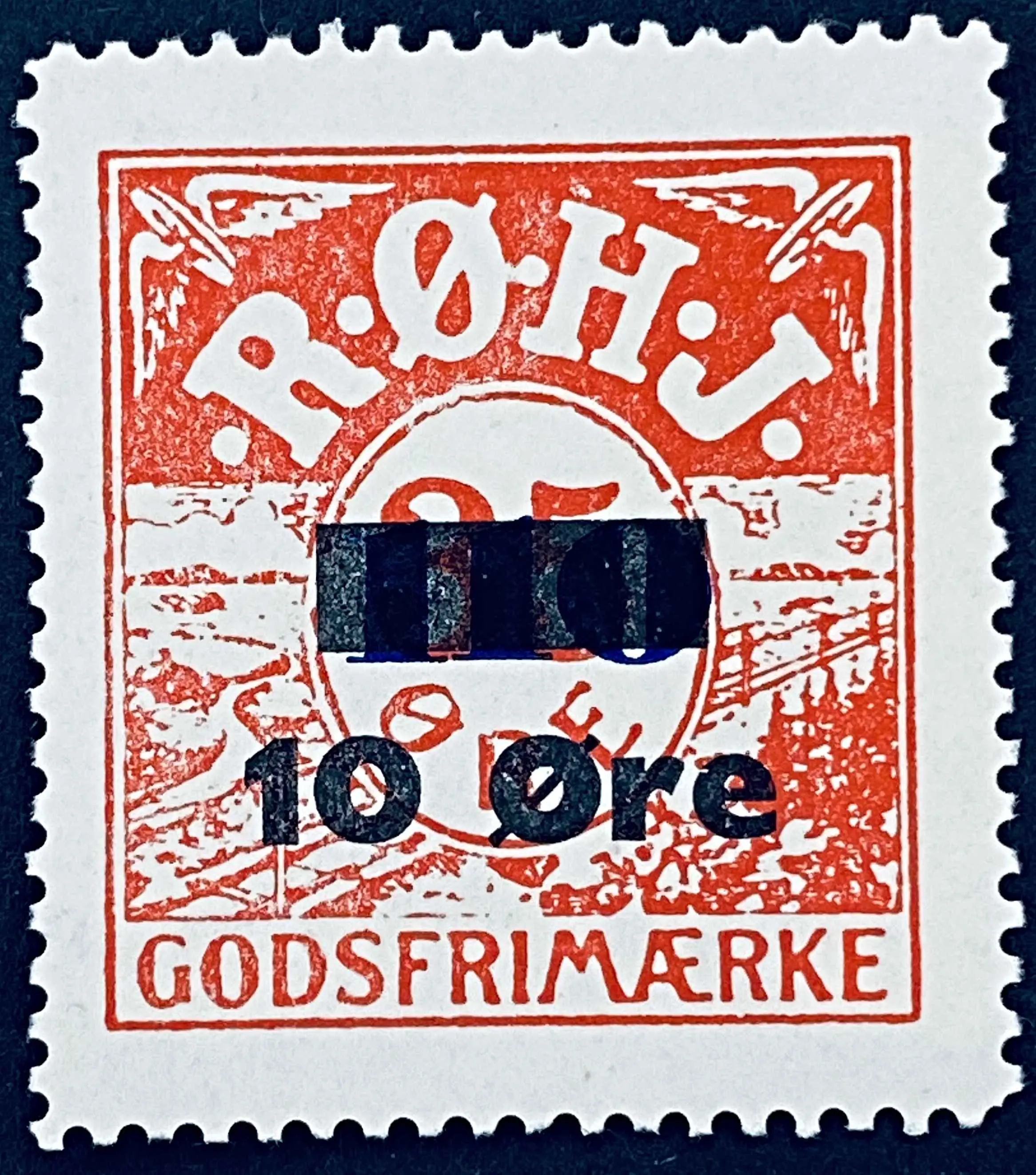 RØHJ 35A - Provisorium (overtryk) 10 Øre sort bogtryk på 35 Øre - Rød nuance.