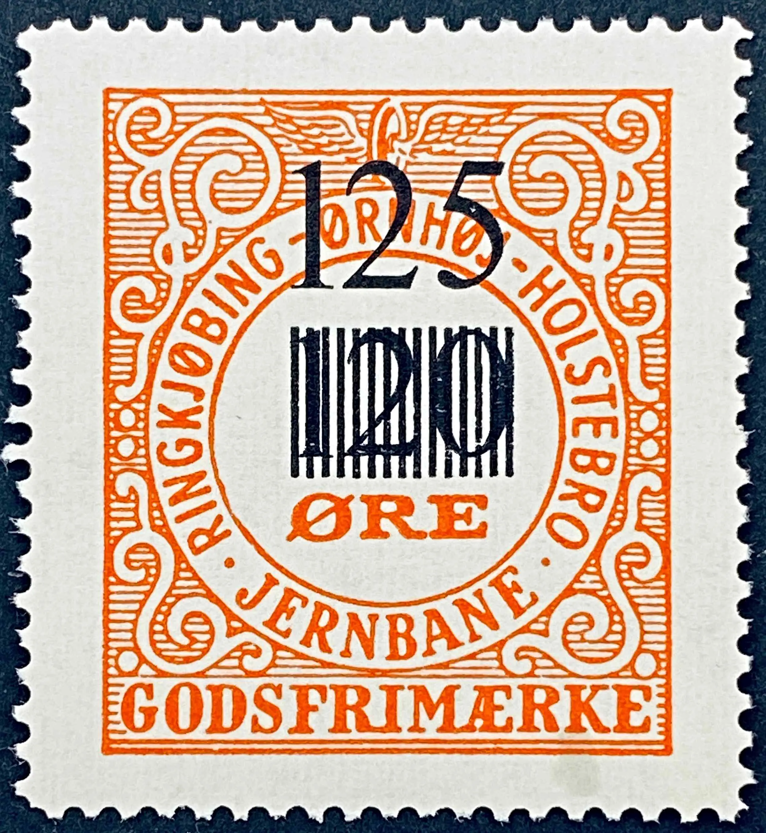 RØHJ 39 - Provisorium (overtryk) 125 Øre sort bogtryk på 120 Øre - Orange.