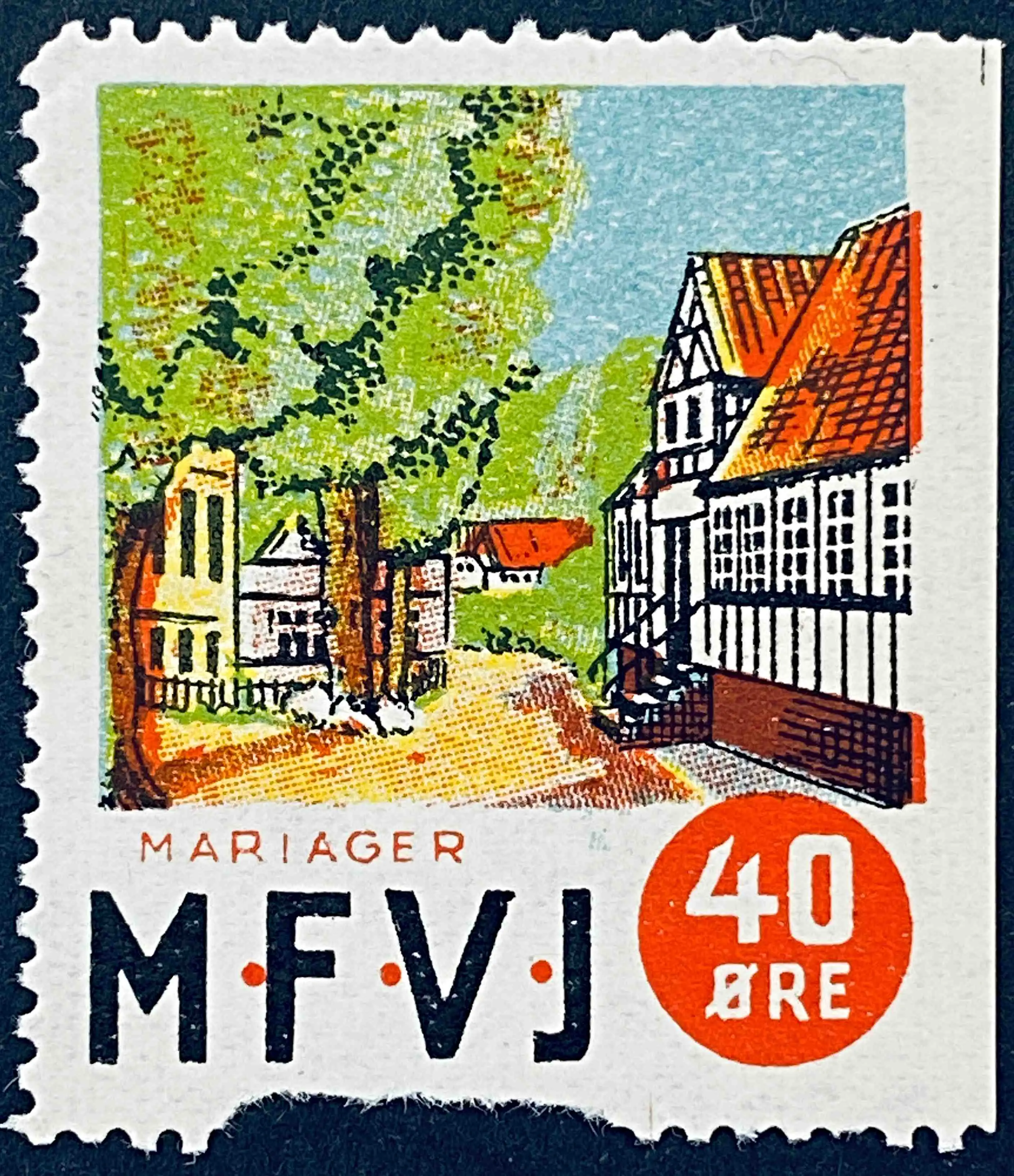 MFVJ 20 - 40 Øre Motiv: Mariager Torv - Flerfarvet.