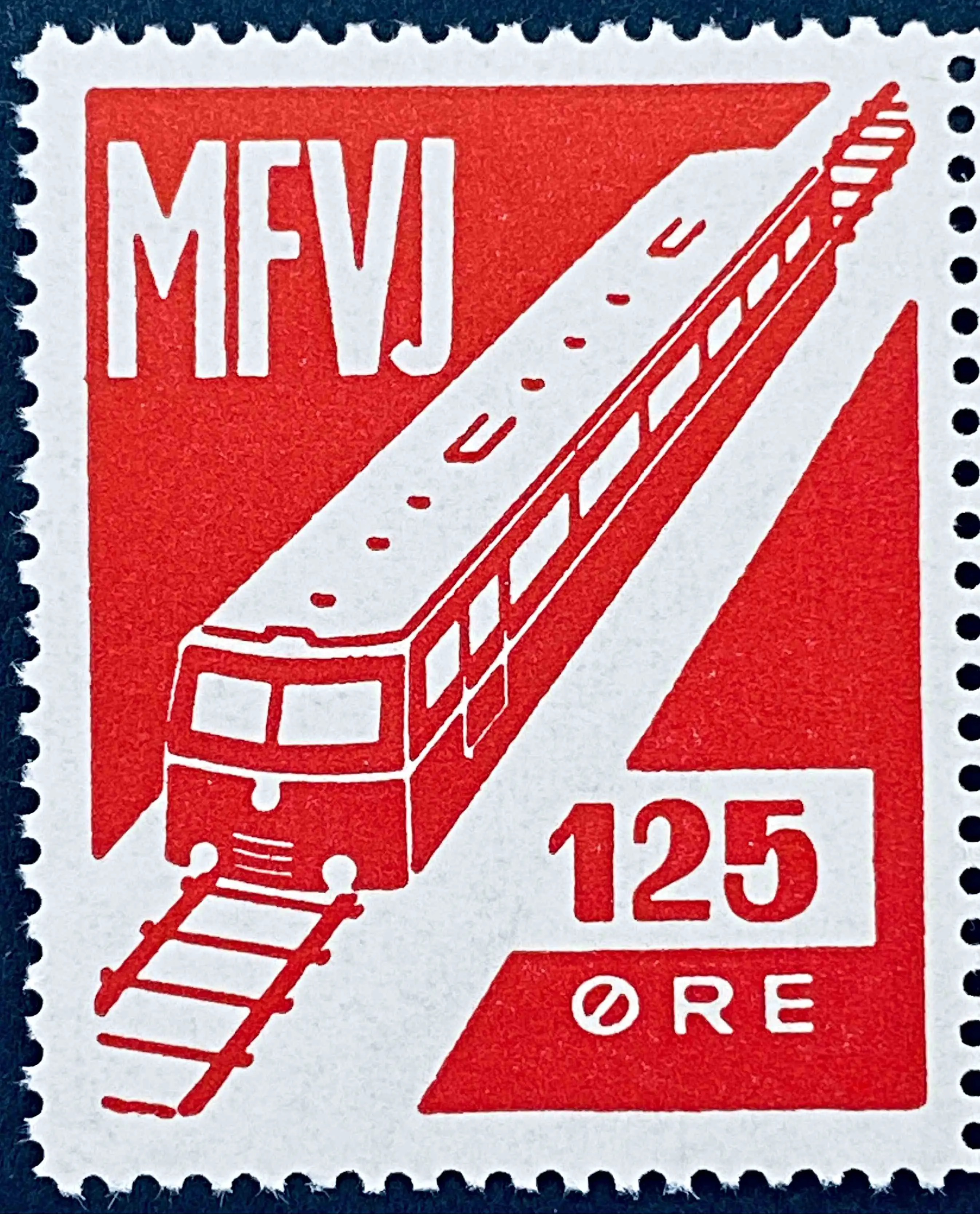 MFVJ 29 - 125 Øre Motiv: Skinnebus - Rød.