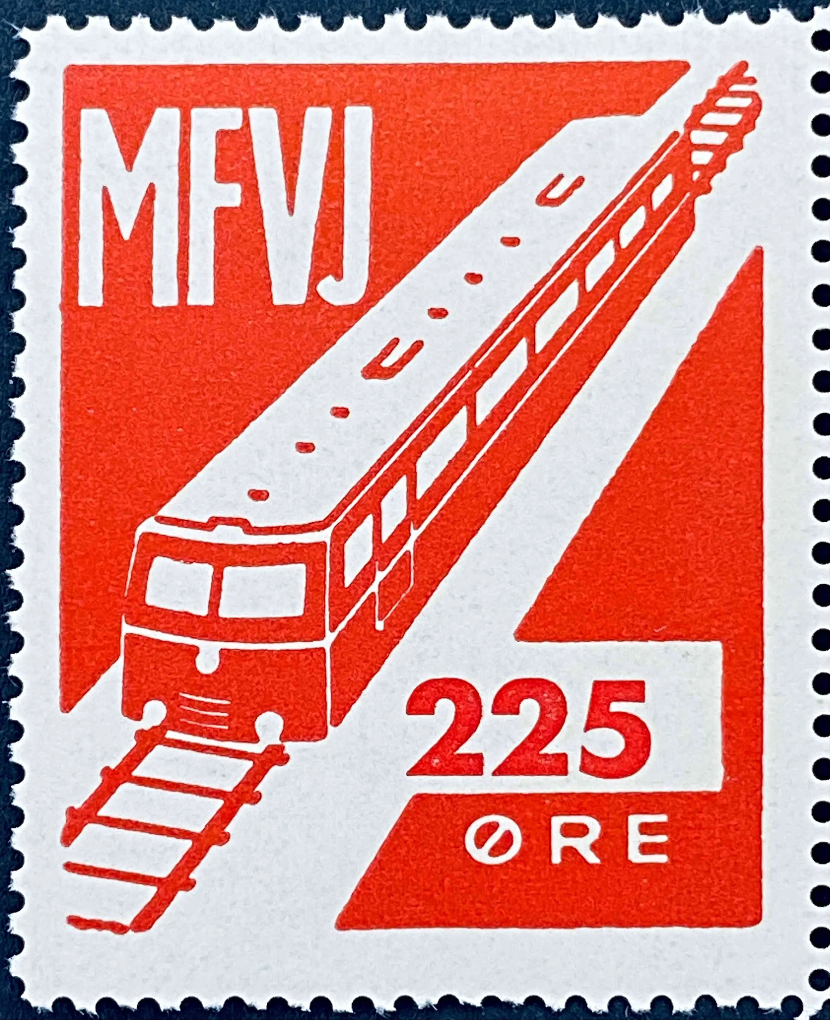 MFVJ 33 - 225 Øre Motiv: Skinnebus - Rød.