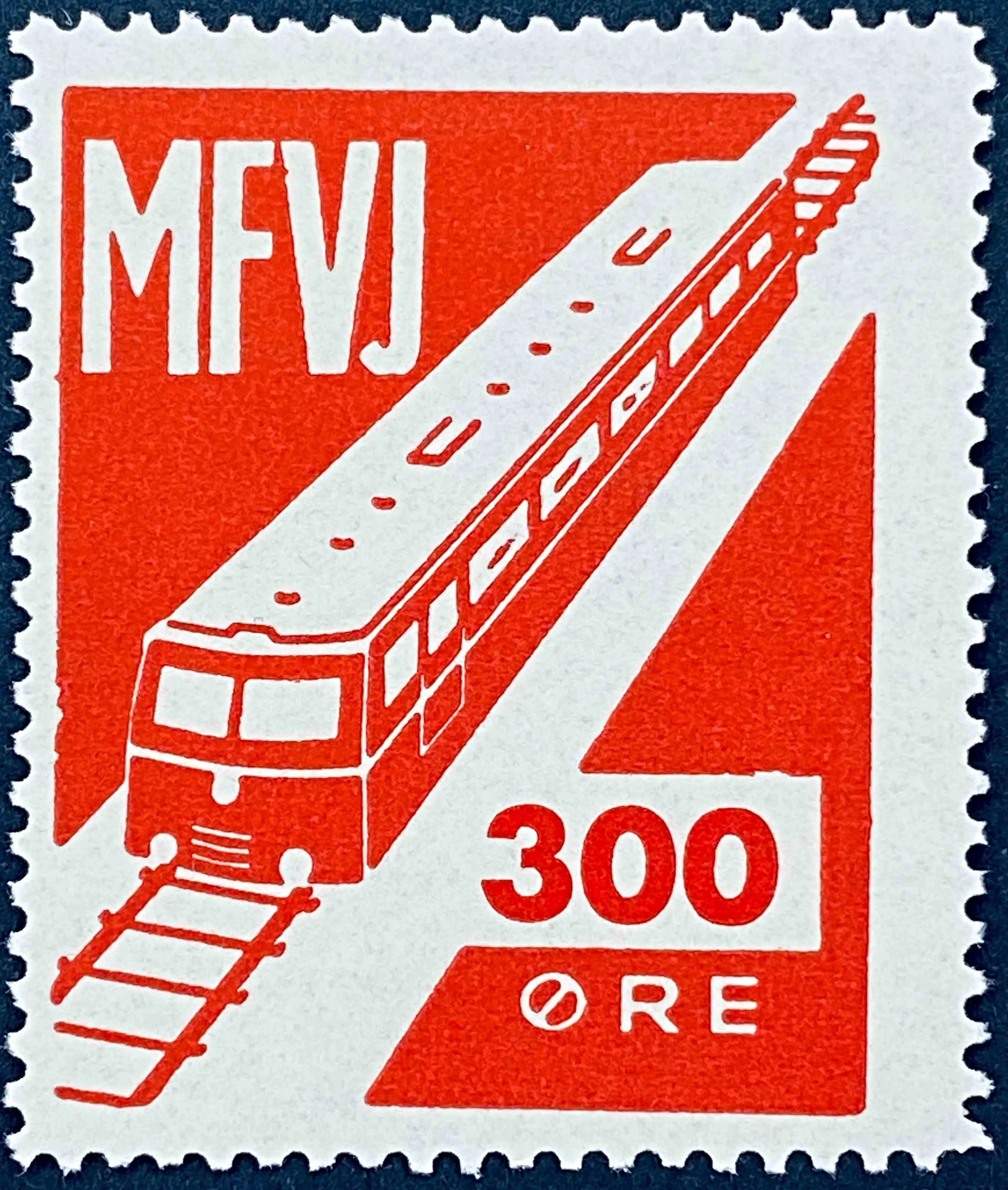 MFVJ 34 - 300 Øre Motiv: Skinnebus - Rød.