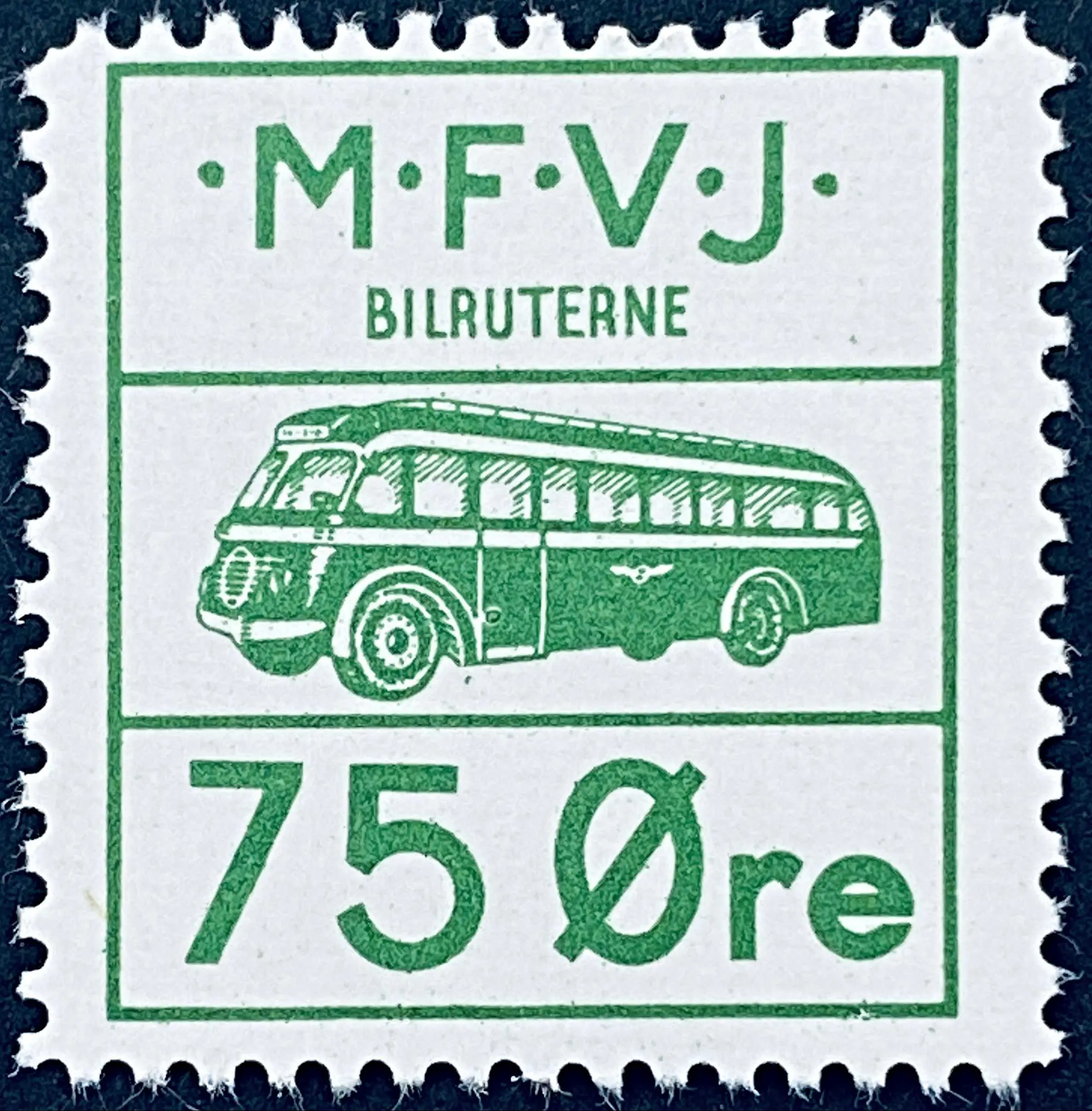 MFVJ R4 - 75 Øre Motiv: Bus - Grøn.