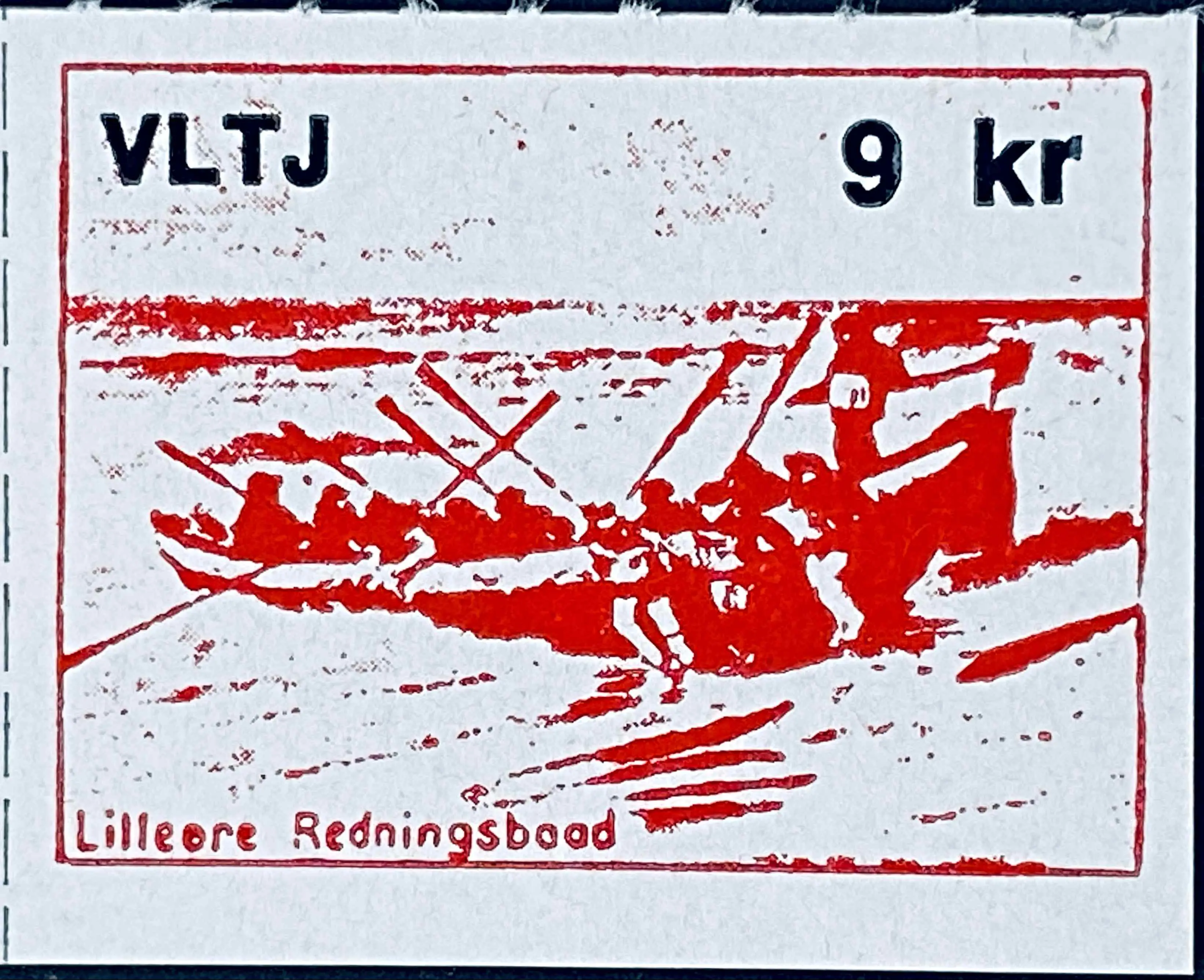 VLTJ 86E - 9 Kroner Motiv: Lilleøre Redningsbaad - Rød.