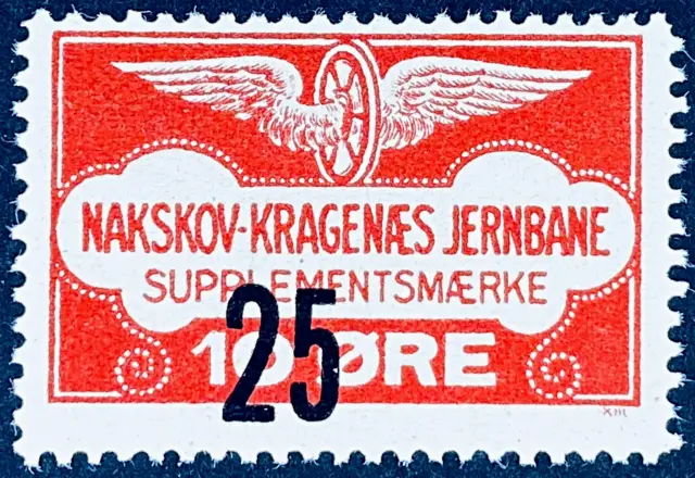 NKJ 6A - Provisorium (overtryk) 25 Øre på 10 Øre - Rød.