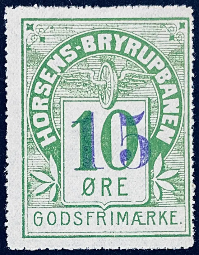 HBJ 7A - Provisorium (overtryk) 15 Øre på 10 Øre - Grøn.