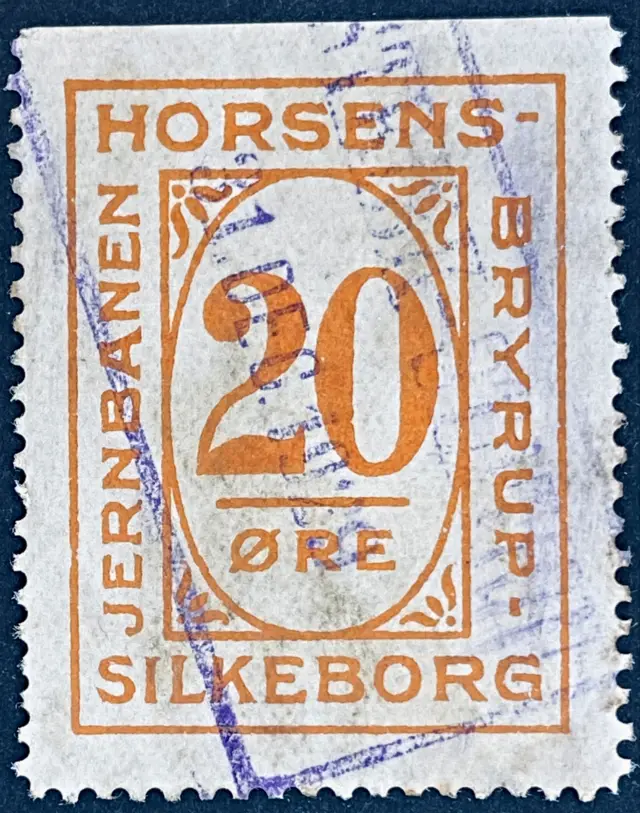 HBS 17 - 20 Øre - Orange - stemplet på Østbirk Station (Øb).
