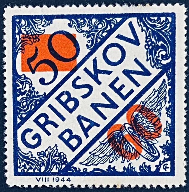 GDS 40 - Provisorium (overtryk) 60 Øre rød på 50 Øre Motiv: Vingehjul - Blå.