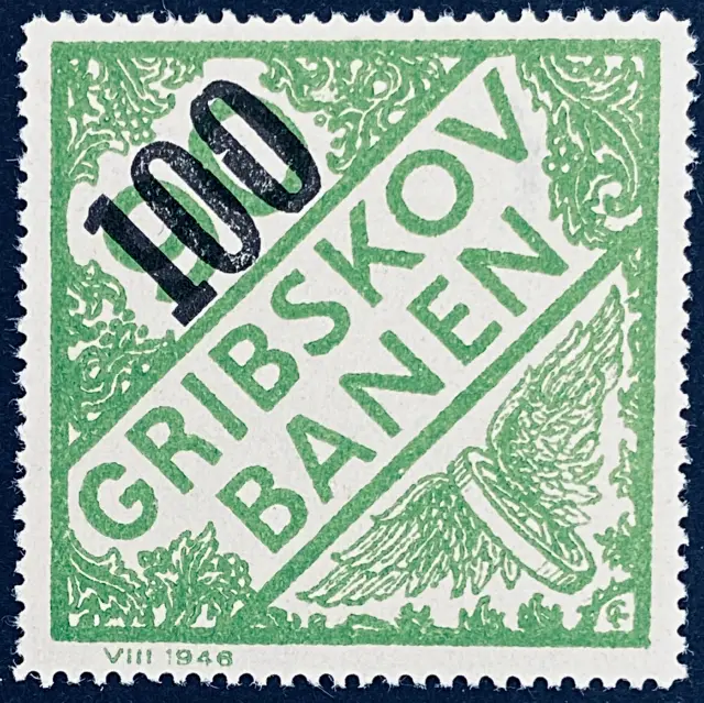 GDS 51A - Provisorium (overtryk) 100 øre sort på 90 Øre Motiv: Vingehjul - Grøn.