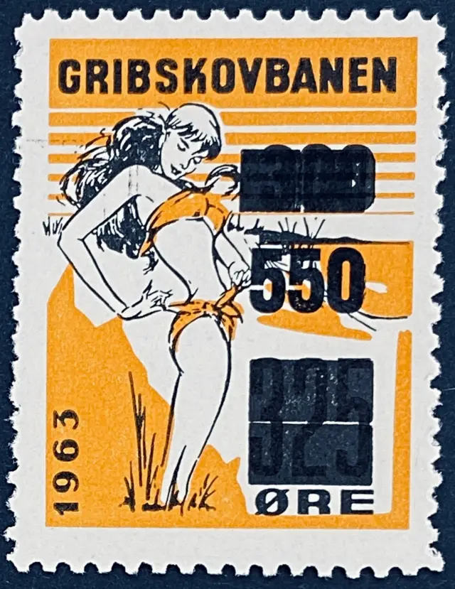 GDS 86 - Provisorium (overtryk) 550 Øre sort på 300 Øre sort på 325 Øre Motiv: Badepige - Sort og Orange.