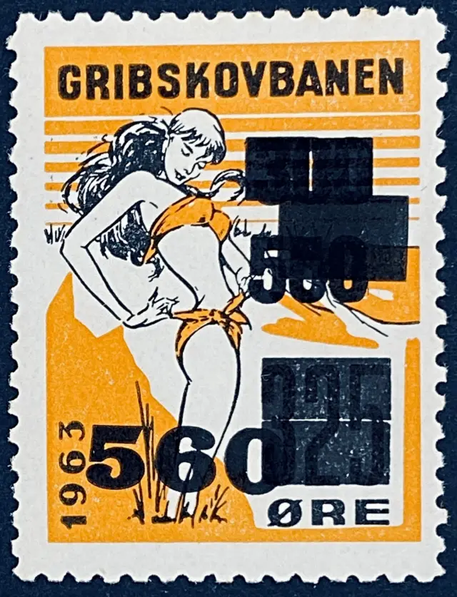 GDS 90 - Provisorium (overtryk) 560 Øre sort på 550 Øre sort på 300 Øre sort på 325 Øre Motiv: Badepige - Sort og Orange.