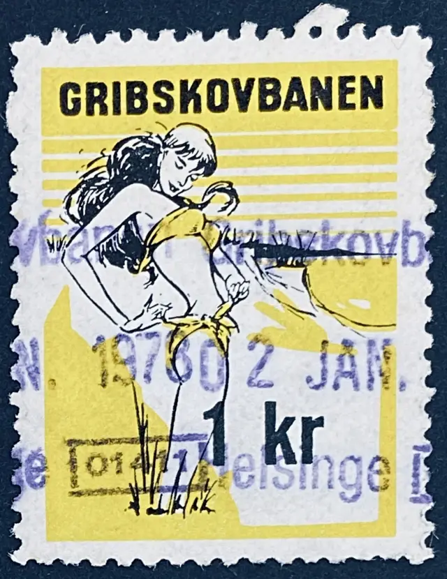 GDS 161 - 1 Krone Motiv: Badepige - Sort og Gul - stemplet på Helsinge Station (Hlg).