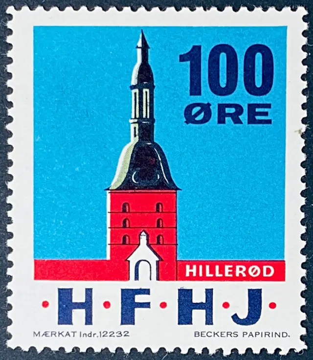 HFHJ 116 - 100 Øre Motiv: Hillerød slotstårn - Flerfarvet - trykkeri: Beckers Papirindustri A/S med mærke nummer: 12232.