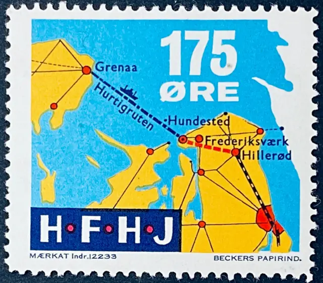 HFHJ 117 - 175 Øre Motiv: Kort med Hurtigruten Grenaa Hundested - Flerfarvet - trykkeri: Beckers Papirindustri A/S med mærke nummer: 12233.