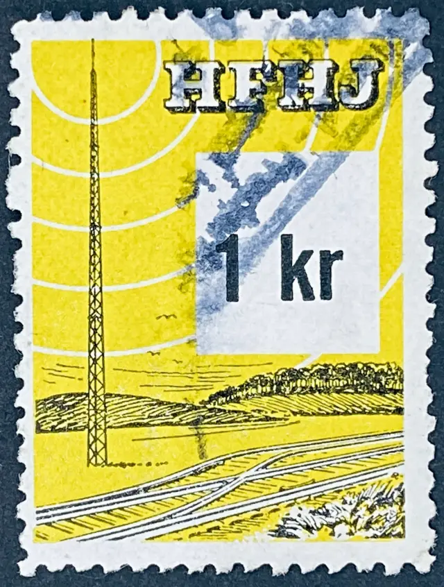 HFHJ 174 - 1<sup>00</sup> Kroner Motiv: Radiomast - Gul og Sort.
