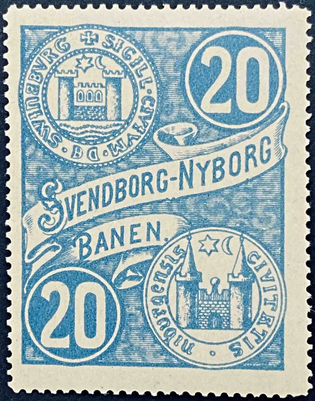 SNB 1 - 20 Øre Motiv: Gammel våbenskjold Svendborg og Nyborg - Blå.