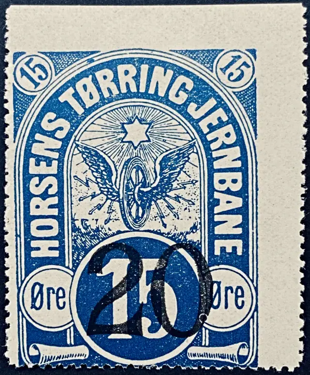 HTB 12A - Provisorium (overtryk) 200 Øre sort bogtryk på 15 Øre Motiv: Vingehjul - Blå.