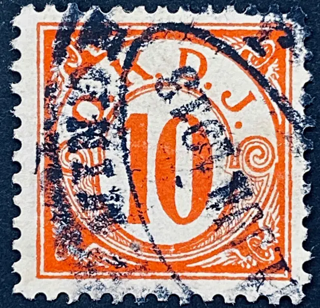 OKDJ F2 - 10 Øre - Rød - stemplet på Kerteminde Station (Ktm).