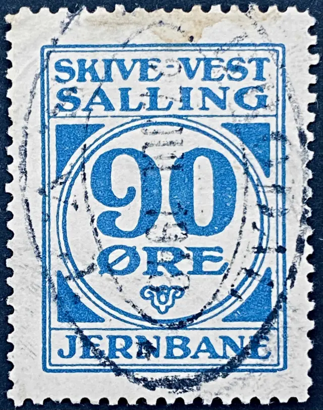 SVJ 7 - 90 Øre - Blå - stemplet på Brodal Station.