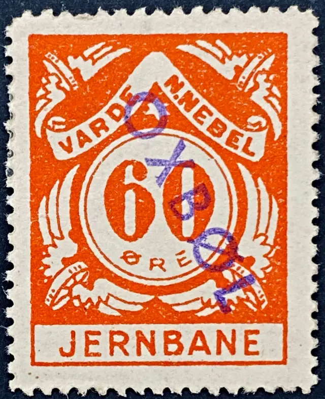 VNJ 28 - 60 Øre - Rød - stemplet på Oksbøl Station (Oks).