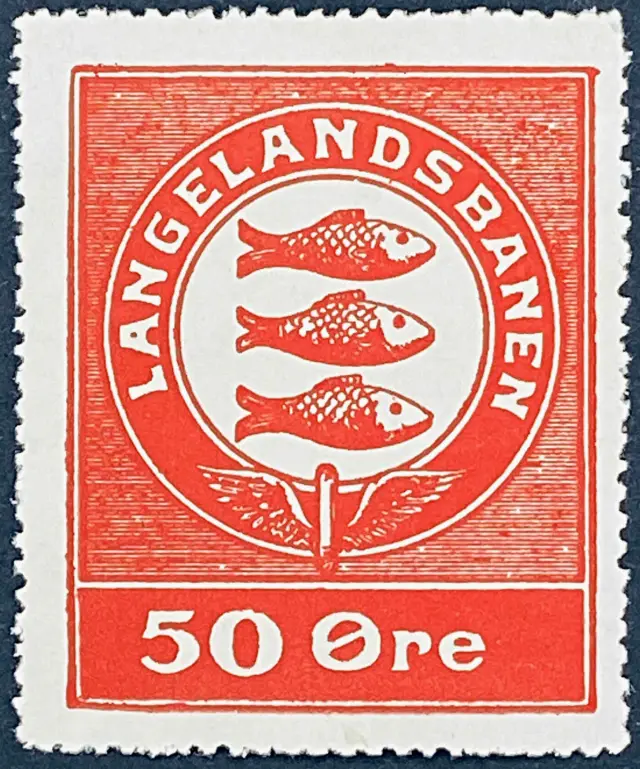 LB 15A - 50 Øre Motiv: Rudkøbings byvåben - Rød nuance.