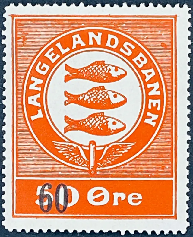 LB 25 - Provisorium (overtryk) 600 Øre sort bogtryk på 50 Øre Motiv: Rudkøbings byvåben - Rød.