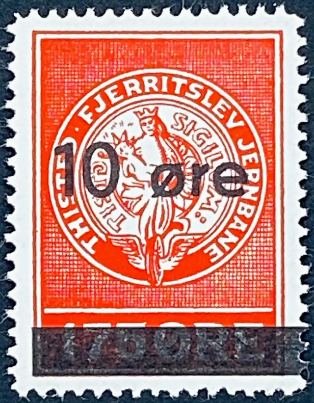 TFJ 58A - Provisorium (overtryk) 10 øre sort bogtryk på 175 Øre - Rød.