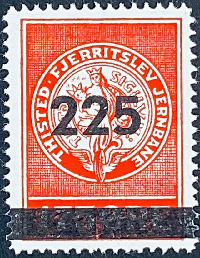 TFJ 60 - Provisorium (overtryk) 225 Øre sort bogtryk på 175 Øre - Rød.