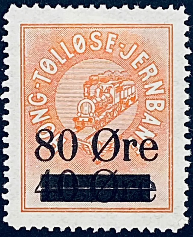 HTJ 24A - Provisorium (overtryk) 80 Øre sort bogtryk på 40 Øre - Rød.