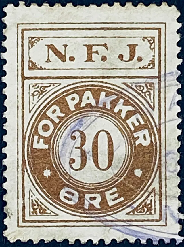 NFJ 30A - 30 Øre - Brun - stemplet på Gamby Station (Gam).