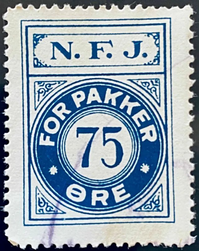 NFJ 31A - 75 Øre - Blå - banemærket er stemplet.