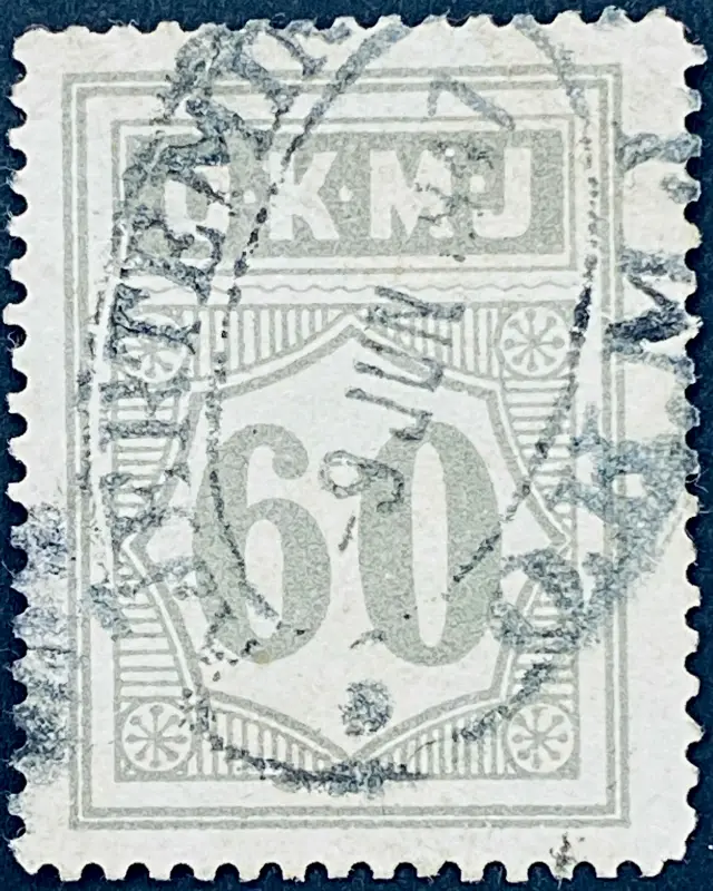 OKMJ 24A - 60 Øre - Grå - stemplet på Kerteminde Station (Ktm).