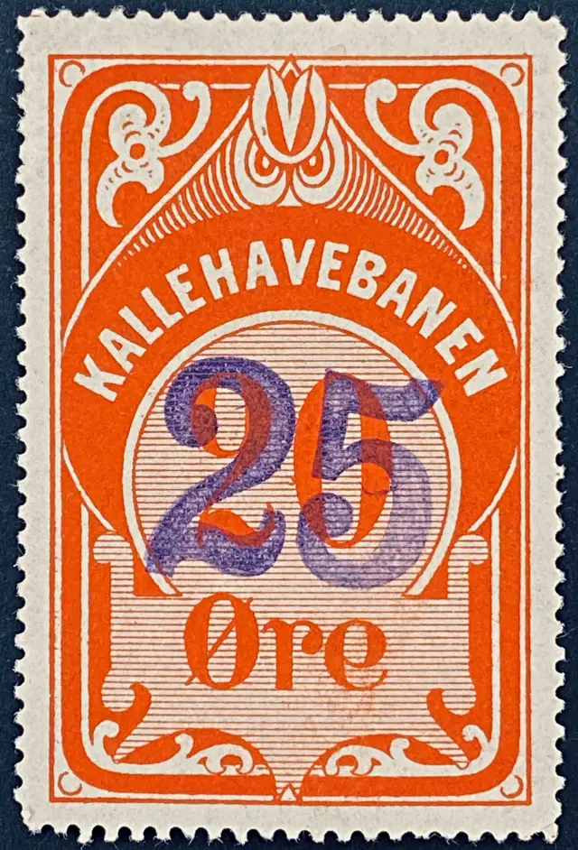 KB 3 - Provisorium (overtryk) 25 Øre violet håndstemplet på 20 Øre - Rød.