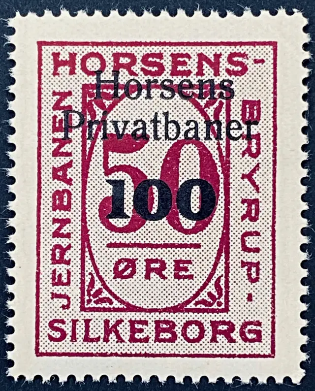 HP 22A - Provisorium (overtryk) 100 øre sort bogtryk på 50 Øre - Rødviolet.