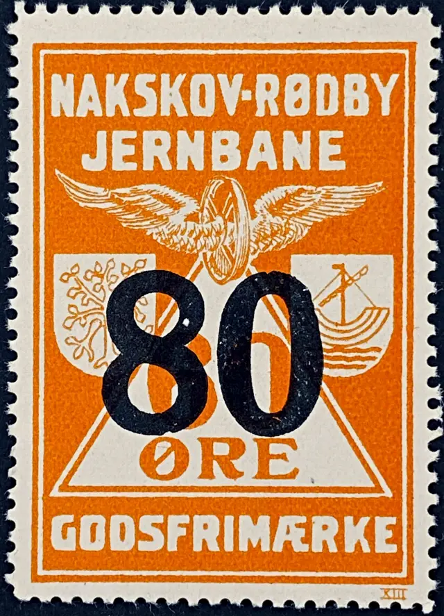 NRJ 14 - Provisorium (overtryk) 80 Øre sort bogtryk på 60 Øre - Orange nuance.