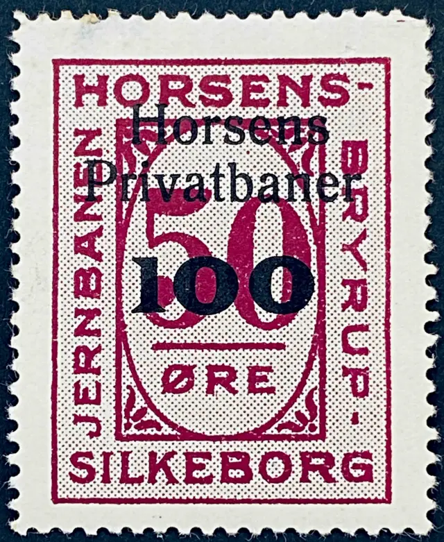 HP 22B - Provisorium (overtryk) 100 øre sort bogtryk på 50 Øre - Rødviolet.