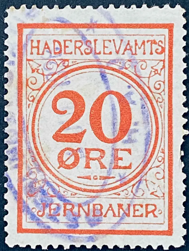 HAJ 33A - 20 Øre - Rød - stemplet på Øster Lindet Station.